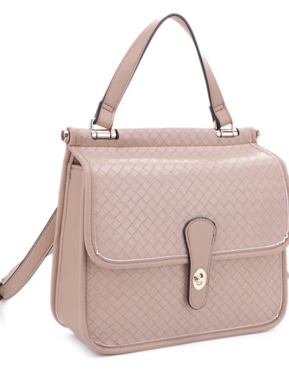 Women's Woven Top-Handle Satchel - Khaki
